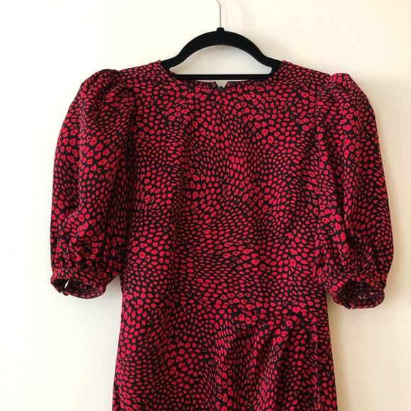 Banana Republic Red Print Puff-Sleeve Sheath Dress - Picture 3 of 8